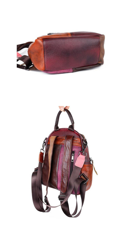 Zweifarbiger Lederrucksack