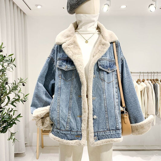 Jeansjacke mit Teddyfutter „Meilin“