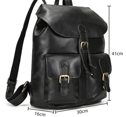Vintage-Lederrucksack mit Kordelzug