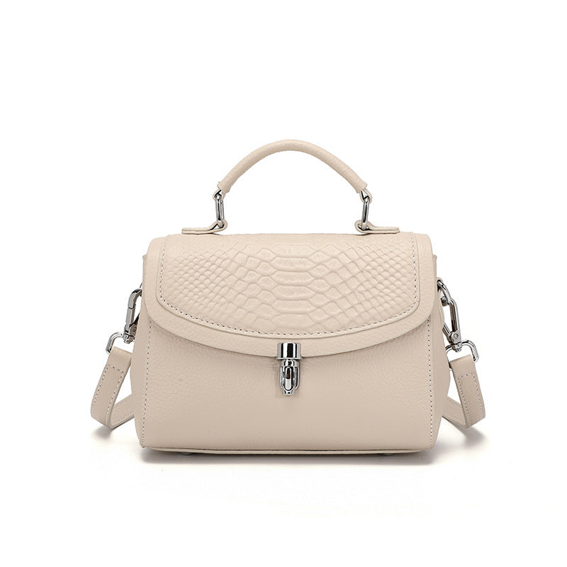 Croc-Embossed Leather Top-Handle Bag