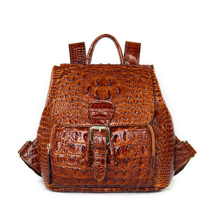 Rucksack aus Leder in Kroko-Optik