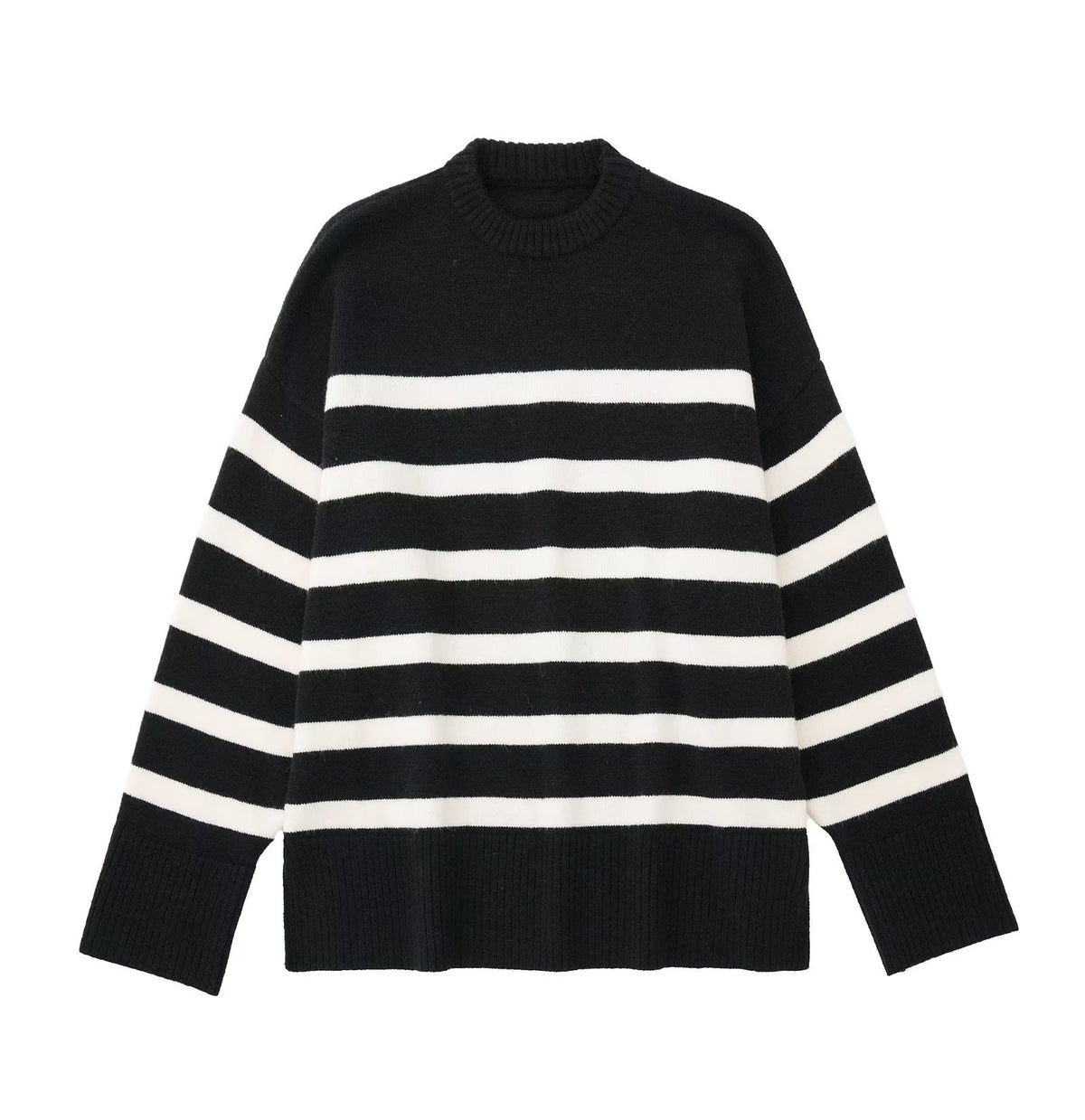 2024 Autumn Women's Striped Long Sleeve Knit Sweater