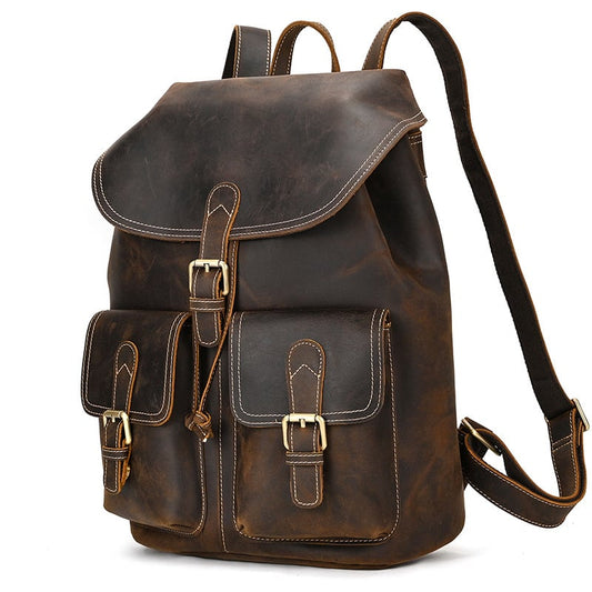 Vintage-Lederrucksack mit Kordelzug