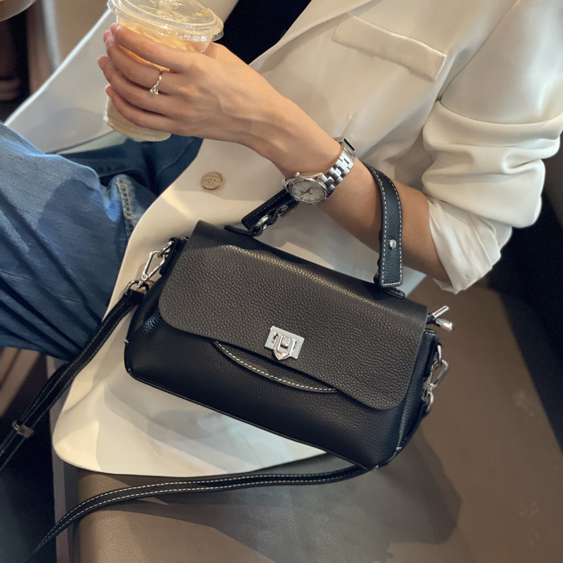 Soft Leather Top-Handle Crossbody Bag