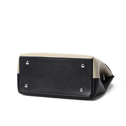 Two-Tone Leather Ring Handbag