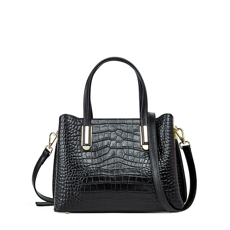 Croc-Embossed Leather Handbag