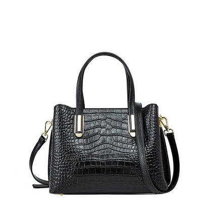 Croc-Embossed Leather Handbag