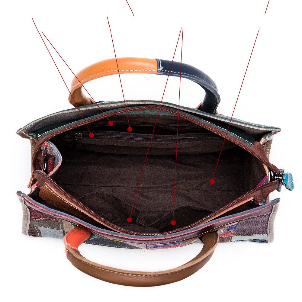Patchwork Leather Boston Handbag