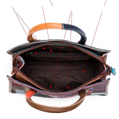Patchwork Leather Boston Handbag