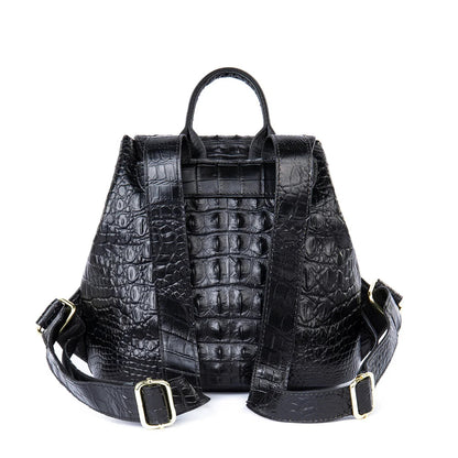 Rucksack aus Leder in Kroko-Optik