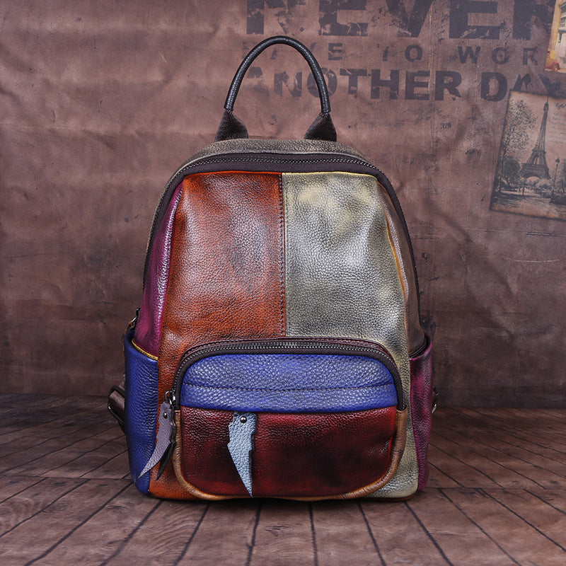 Zweifarbiger Lederrucksack