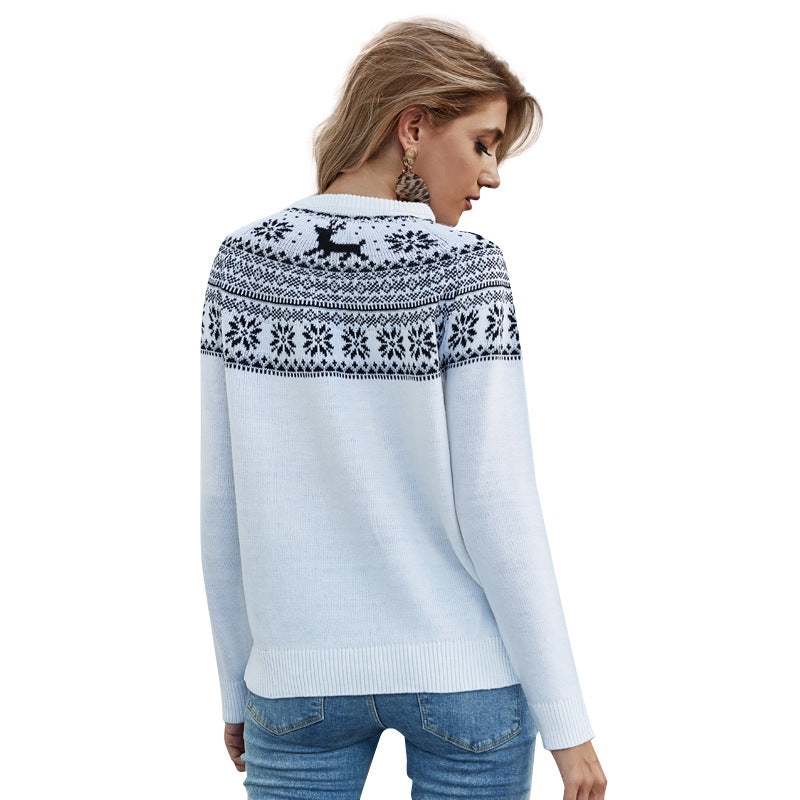 Fair Isle Reindeer Knit Sweater “Freya”