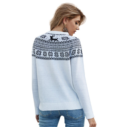 Fair Isle Reindeer Knit Sweater “Freya”