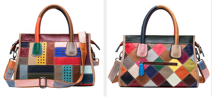 Patchwork Leather Boston Handbag
