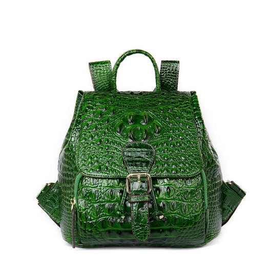 Rucksack aus Leder in Kroko-Optik