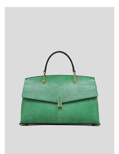 Structured Leather Top-Handle Bag