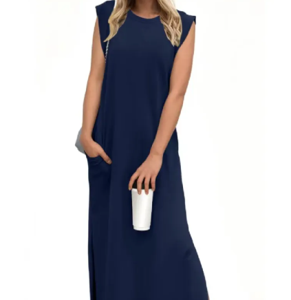 Summer Sleeveless Pocket Maxi Dress