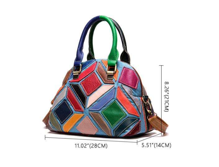 Patchwork Leather Dome Handbag
