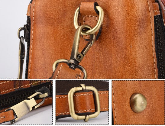 Floral Embossed Leather Handbag