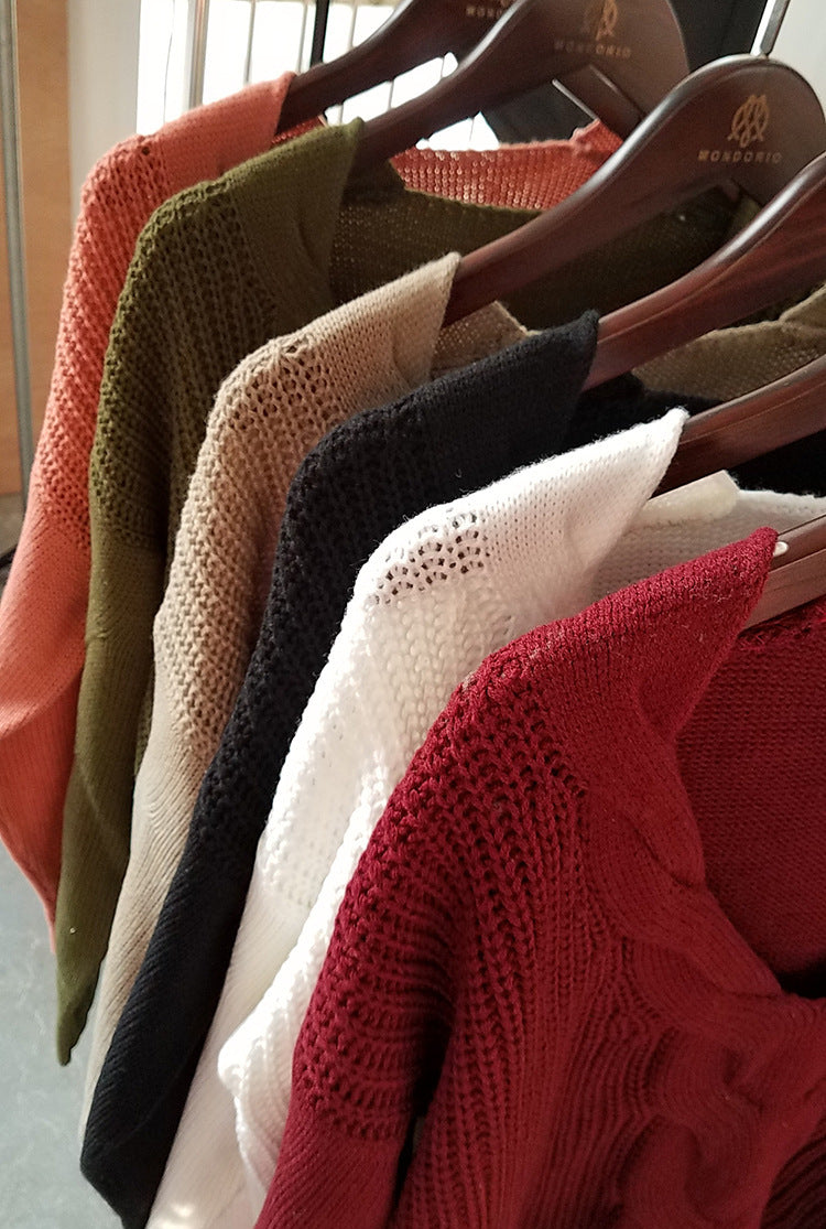 Zopfstrick-Pullover mit V-Ausschnitt „Marina“