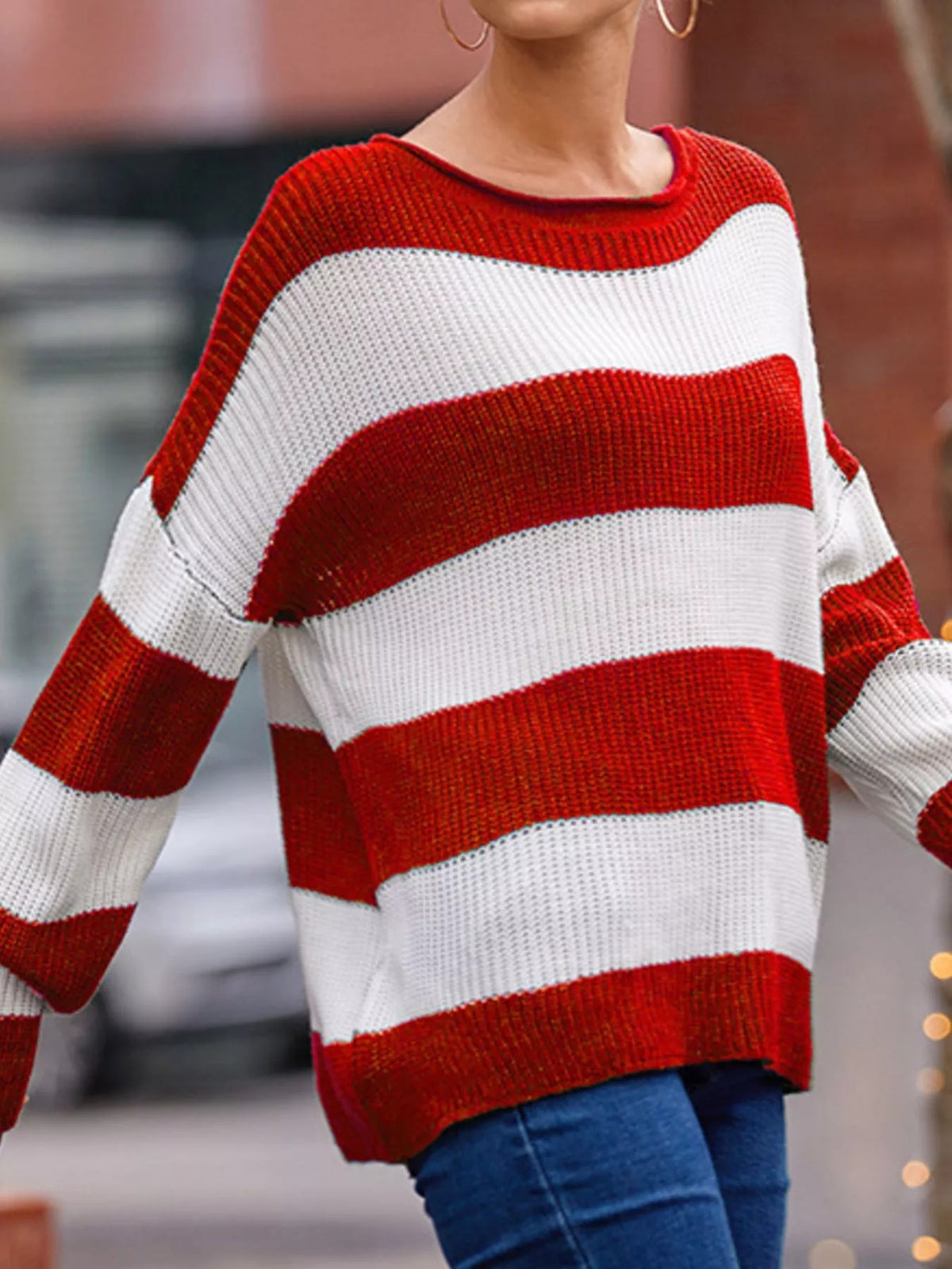 Block-Stripe Oversized Knit Sweater “Stella”
