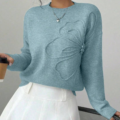 Embossed Flower Knit Sweater “Linnea”