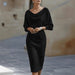 Alessia Cowl-Neck Batwing Knit Midi Dress - Black