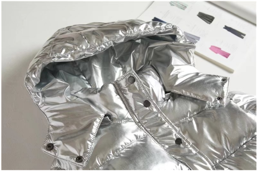 Metallic Silver Puffer Jacket “Saga”