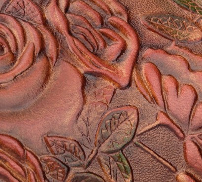 Floral Embossed Leather Handbag