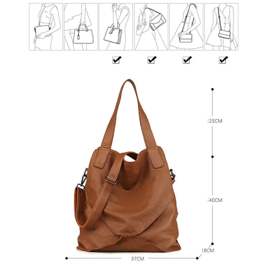 Large Capacity Leather Bucket Bag