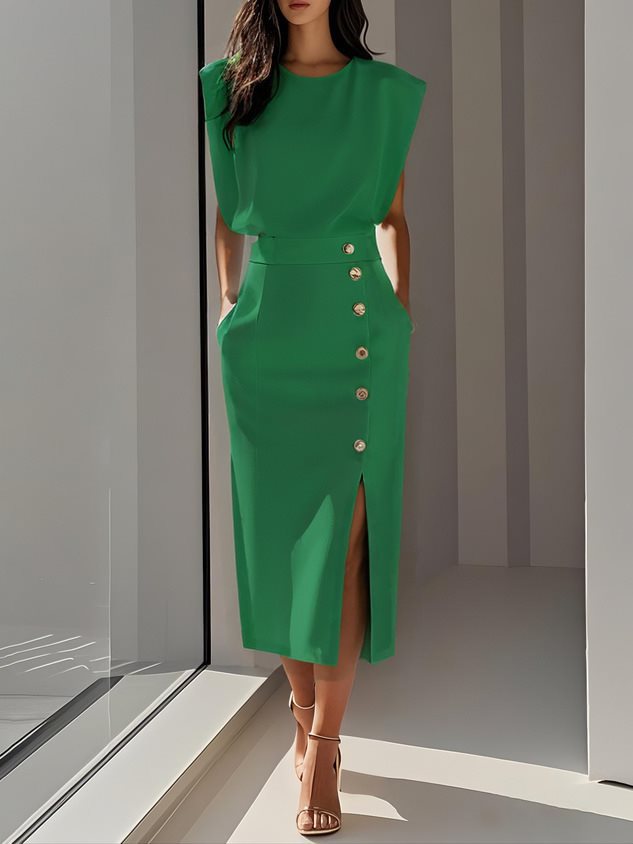 Structured Sleeveless Midi Dress “Stephanie”