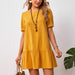 Ladies Short Sleeve Cotton Linen Dress