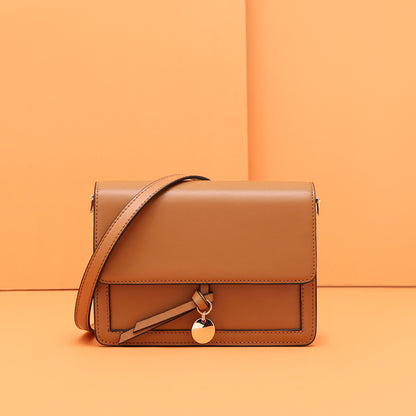Leather Flap Crossbody Bag with Charm