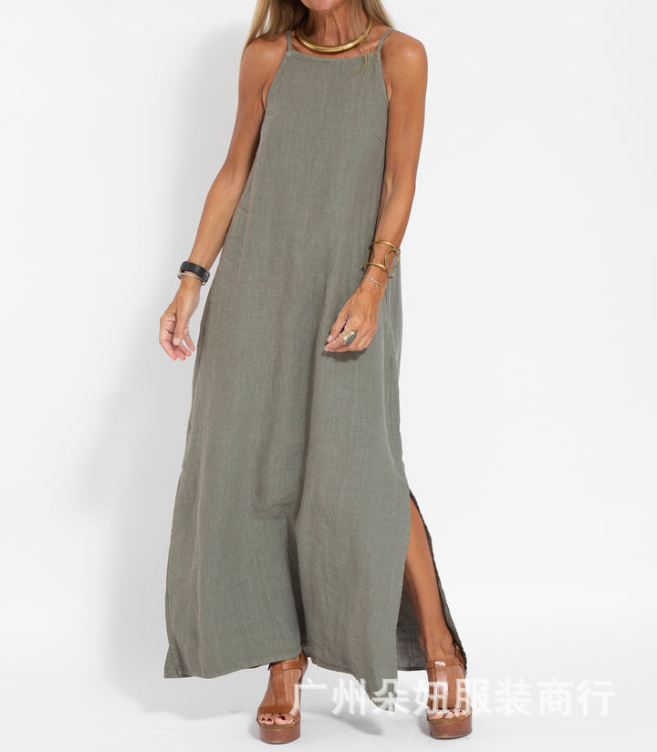 Maxi-Trägerkleid in Leinenoptik „Wiebke“