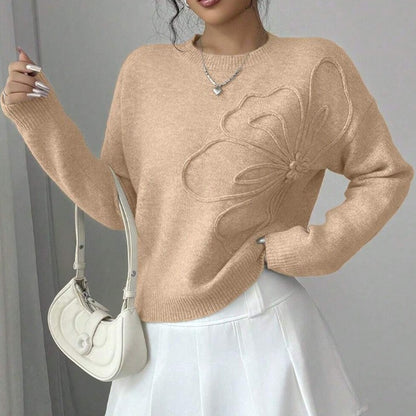 Embossed Flower Knit Sweater “Linnea”