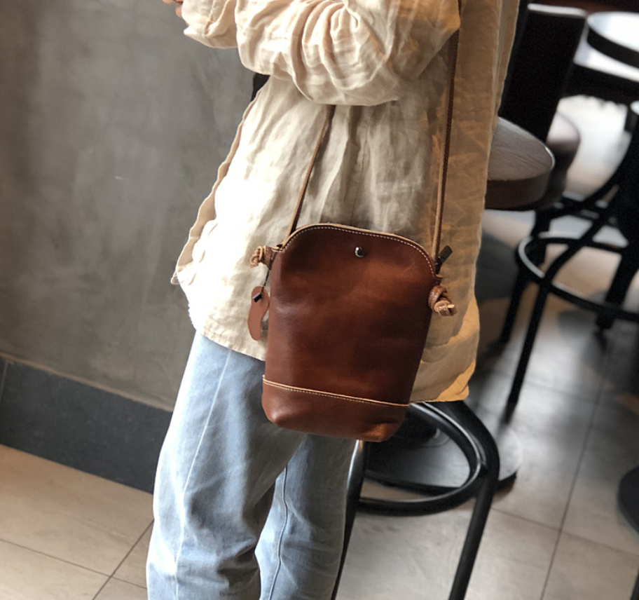 Vintage Handmade Leather Crossbody Bag