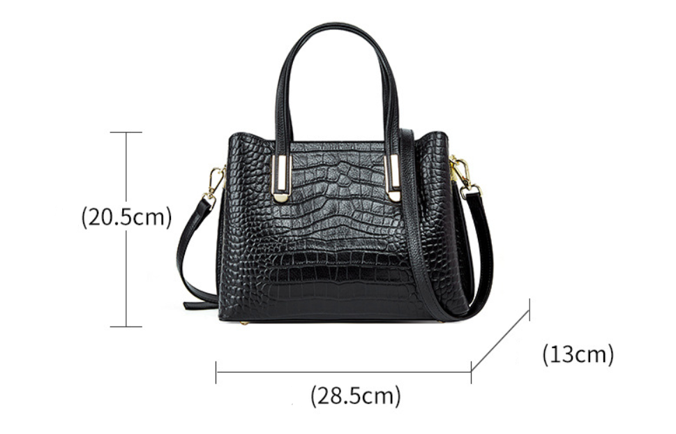Croc-Embossed Leather Handbag