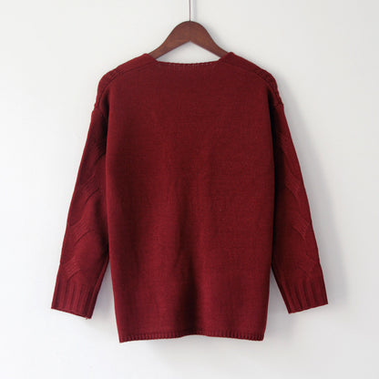 Zopfstrick-Pullover mit V-Ausschnitt „Marina“