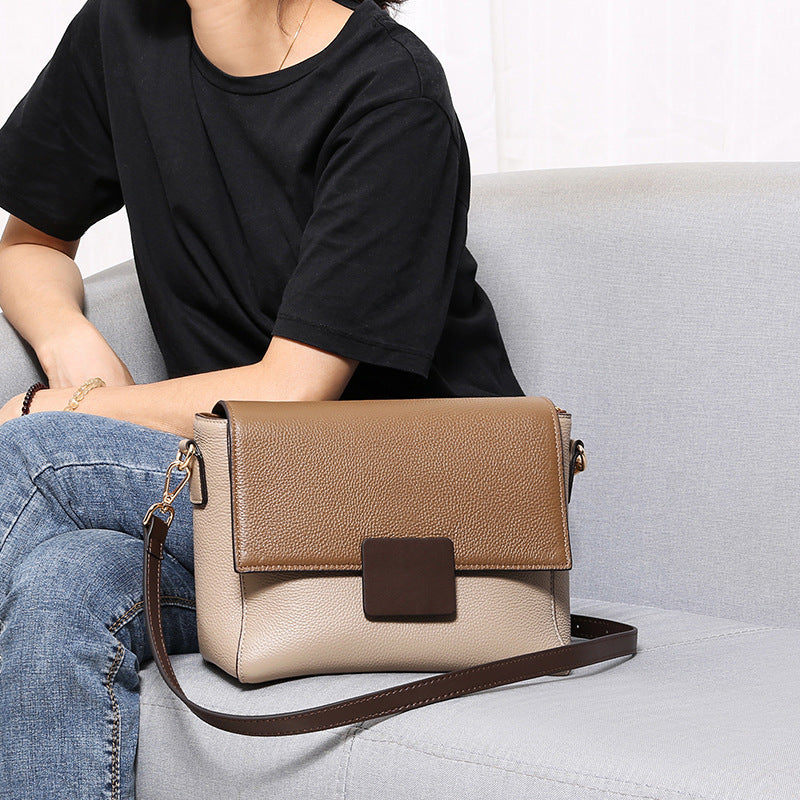 Two-Tone Soft Leather Shoulder Bag