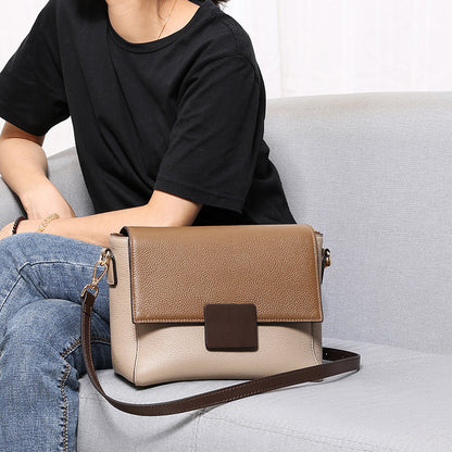 Two-Tone Soft Leather Shoulder Bag