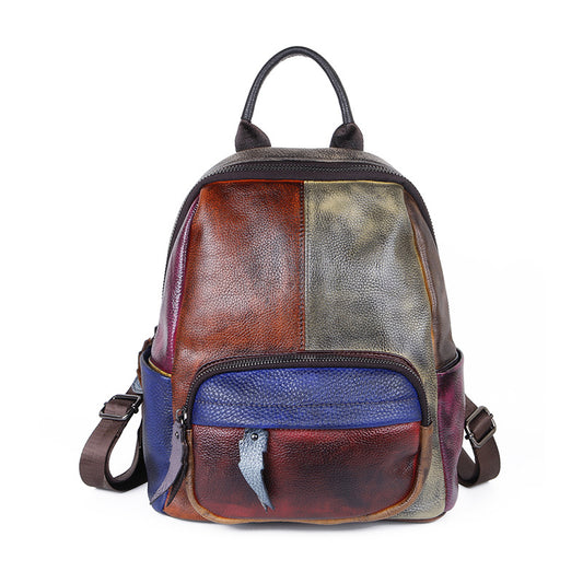 Zweifarbiger Lederrucksack