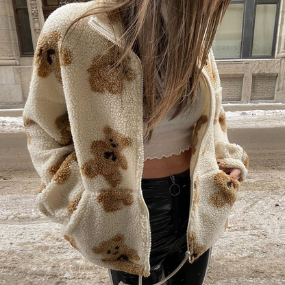Teddyjacke mit Bären-Print „Rosalind“