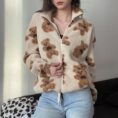 Teddyjacke mit Bären-Print „Rosalind“