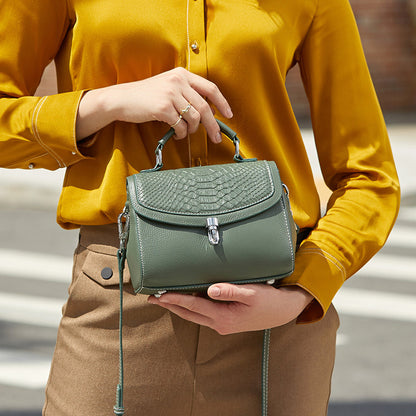 Croc-Embossed Leather Top-Handle Bag