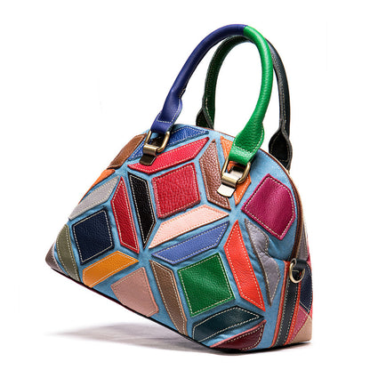 Patchwork Leather Dome Handbag