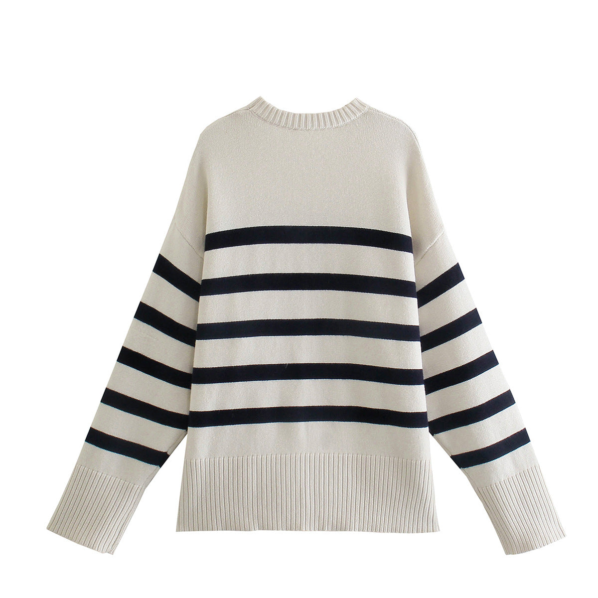 2024 Autumn Women's Striped Long Sleeve Knit Sweater