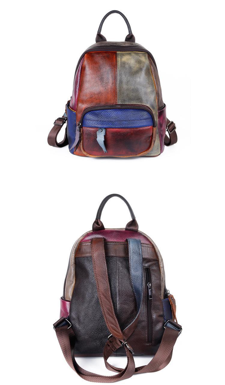 Zweifarbiger Lederrucksack