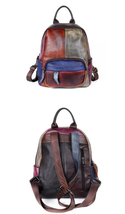 Zweifarbiger Lederrucksack