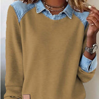 Denim-Collar Knit Pullover “Noemi”