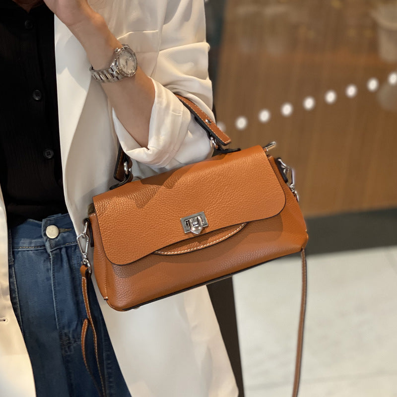 Soft Leather Top-Handle Crossbody Bag